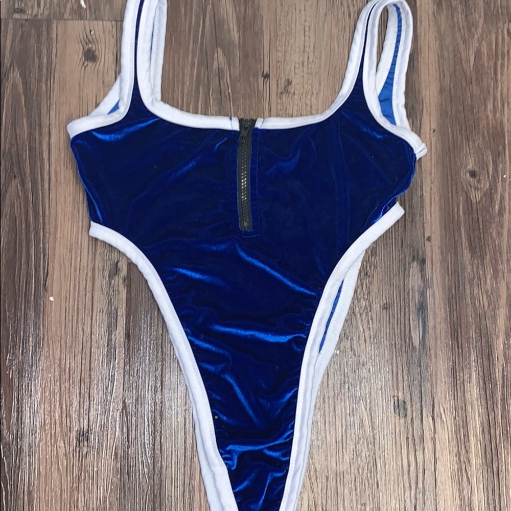 Blue velvet leotard